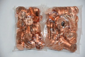 Beutel 1 & 2 Cent ungelaufene Münzen Irland 2004 / je 100 Münzen im Beutel NEU  - Bild 1 von 2