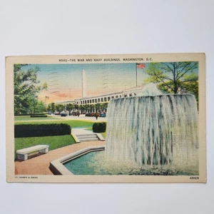 Vintage Postkarte Krieg und Marine Gebäude Washington D.C. Leinen Harris & Ewing - Bild 1 von 8