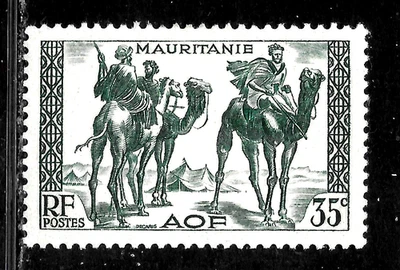 HICK GIRL-OLD MINT  FRENCH-MAURITANIA SC#85    MAURIS ON CAMELS       X6282 - Image 1 of 2