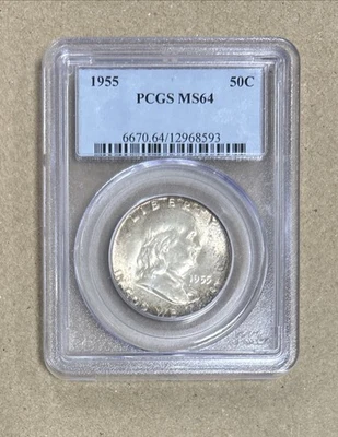 1955 50C Franklin Half Dollar PCGS MS64 Toned - Image 1 of 2