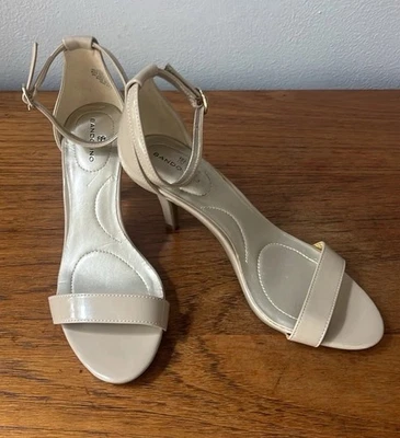 Bandalino Patent Leather Nude Color Sandals, Ankle Strap, 2.75” Heel, Size 6M - Image 1 of 4