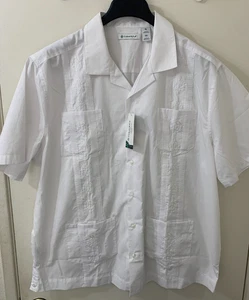 Camisa Cubavera Guayabera Para Hombre XL Blanca 4 Bolsillos Tropical Abotonada NUEVA - Imagen 1 de 11