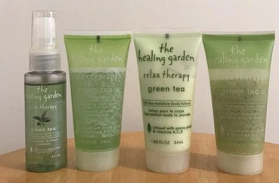 Healing Garden Green Tea Body Mist Lotion Lot Set Rare Body Wash Scrub - Image 1 of 2