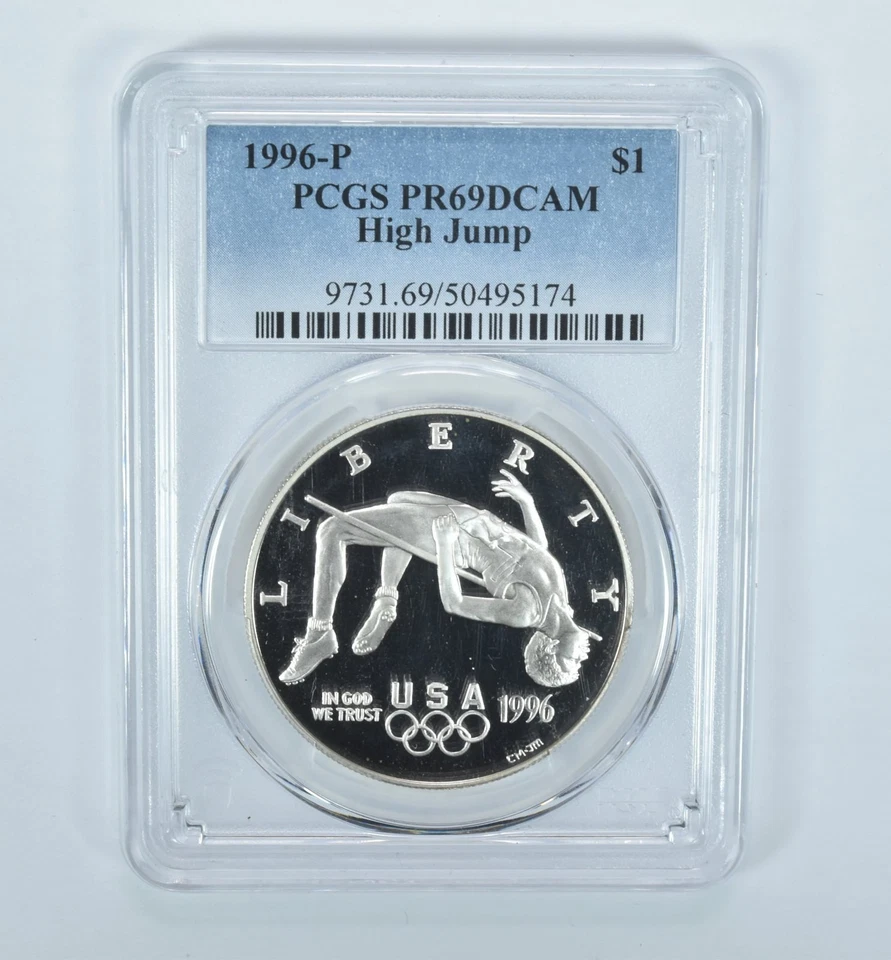 1996-P Olympic High Jump Commemorative Silver Dollar PR69 DCAM PCGS *9035 - Image 1 of 4