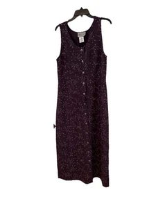 Vestido Directives De Colección Talla M Estampado de Hojas Púrpura Capas Abotonadas Sin Mangas Bolsillos - Imagen 1 de 10