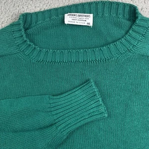 Vintage Brooks Brothers Crewneck Cotton Green Sweater Made in USA Men’s Size 46 - Picture 1 of 6