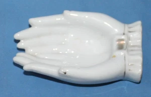 Cenicero de mano pequeño de cerámica vintage plato de baratija Japón blanco y dorado 3 1/2" - Imagen 1 de 2