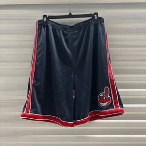 Vintage Cleveland Indians MLB Mesh Shorts Chief Wahoo Navy Blue - Picture 1 of 7
