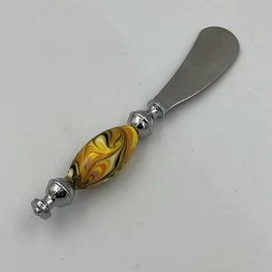 Two’s Company Marbleize Cheese Spreader Yellow Orange - Picture 1 of 4