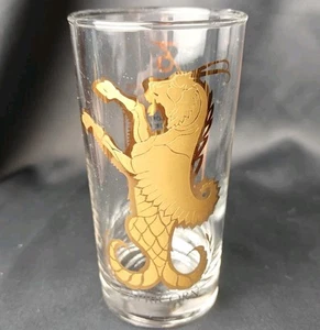 Vintage Rare 22K Gold & Black Zodiac Capricorn 🐐�Highball Tumbler Glass Barware - Bild 1 von 9