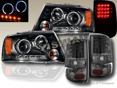 FAROS PROYECTORES LED FORD F150 2004-2008 DOBLE HALO + LUCES TRASERAS LED HUMO Foto 1 de 2