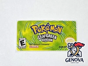 Pokemon LeafGreen Version Game Boy Advance Replacement Game Label Sticker Precut - Picture 1 of 1