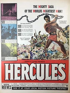 Hercules Movie Poster Ad 10"x14" 1959 Steve Reeves Rare Business decor - Picture 1 of 7