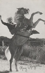ROY ROGERS & TRIGGER - hollywood WESTERN cowboy 1950s arcade/exhibit card/VG