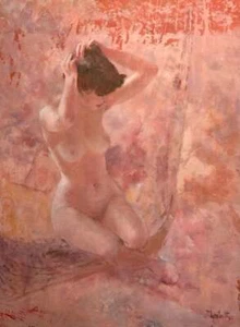 Thornton Utz - Pink Lady - Nude (Excellent Condition) - S/N Lithograph - Signed - Foto 1 di 1