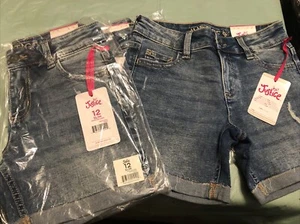 Lot Of 3 Pair Justice Girls Dark Wash Denim Shorts Size 12 Slim - Picture 1 of 7