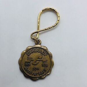Vtg 1978 GE Carboloy 50th Anniversary Bronze Advertising Keychain Token Key Fob