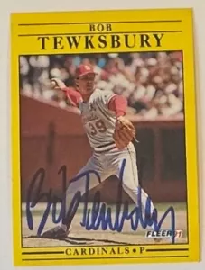 1991 FLEER BOB TEWKSBURY ST. LOUIS CARDINALS AUTOGRAPH SIGNED CARD #648 - Picture 1 of 2