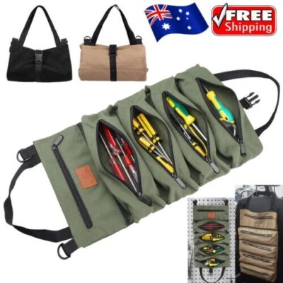 Large Tool Roll Organizer Tool Roll Up Canvas Bag Tool Wrench Super Big Pouch - Image 1 of 4