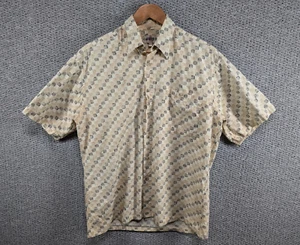 Campia Moda Vintage Men's Geometric Funky Hawaiian Print Cotton Button Shirt M - Picture 1 of 9