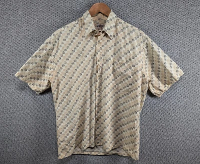 Campia Moda Vintage Men's Geometric Funky Hawaiian Print Cotton Button Shirt M - Image 1 of 4