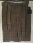 BNWT Ladies Size 14 Brown & Grey Checked / Tartan Pencil  Skirt - Workwear 