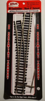 Atlas #391 (Formerly#281)  #4 Left Hand Mark V Turnout Track - HO Code 100 Rails - Image 1 of 2