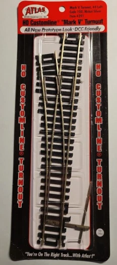HO Atlas Custom Line Mk V #391 #4 Left Manual Turnout Code 100 Snap Track