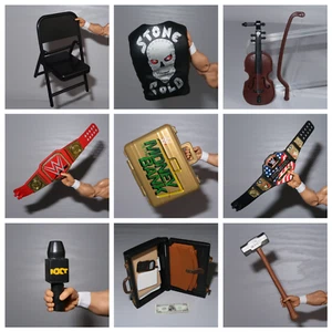 WWE AEW Wrestling Figure Weapons & Accessories ~ Championships Belts - Picture 1 of 121