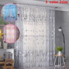 Flower Floral Tulle Voile Window Curtain Drape Panel Sheer Scarf Valances Decor