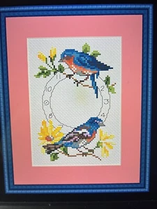 #595 Two birds in clock cross stitch kit with clear chart & quality threads - Picture 1 of 4