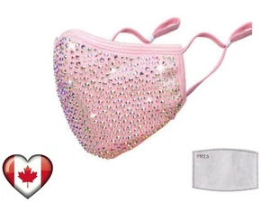 Rhinestone Bling Face Mask for Women with filter- Free shipping from Canada - Picture 1 of 8