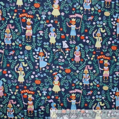 Edredón de algodón BonEful de tela FQ azul marino EE. UU. American Girl flor jardín cabaña Foto 1 de 4