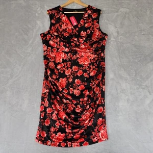 Suzanne Betro Dress Womens 2X Floral Silky Stretch Knit Drape Wrap Front NEW - Picture 1 of 16