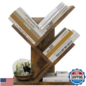 Tajsoon Tree Bookshelf 3 Tier Book Storage Organizer Shelves, Desktop Bookshe - Picture 1 of 5