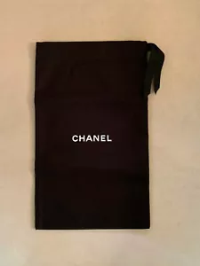Chanel Dust Bag Scarpe da Viaggio Portafogli Portaoggetti 13" x 8" NASTRO CRAVATTA NERO NUOVO - Foto 1 di 7