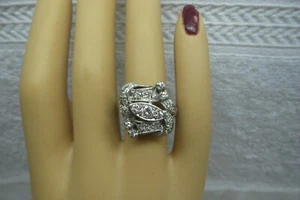 Platinum 1930's Cocktail Ring, 37 Natural Fine Diamonds, 1.25 Carats Total, Fine - Picture 1 of 18