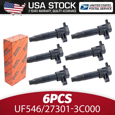6x UF546 Ignition Coils For Kia Sedona V6 3.5L 2011-2014 27301-3C000 Reliable - Image 1 of 4