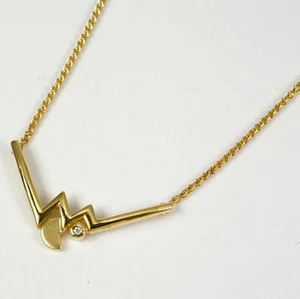 Collier Collana IN 333 Oro 8 Carati Con Diamante 0,01 CT - Foto 1 di 1