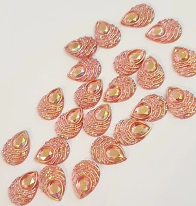 18mm sew on stich on JEWEL GEM CRYSTAL RHINESTONE Light PINK Ab peacock - Picture 1 of 1