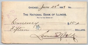 LEONARD VOLK Signed AUTOGRAPH on 1800's Bank Check / ABRAHAM LINCOLN Sculptor - Picture 1 of 2