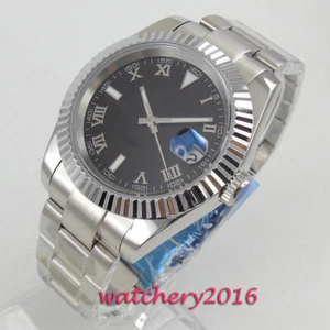Reloj automático para hombre 39 mm Miyota8215 esfera negra estéril zafiro números romanos - Imagen 1 de 6