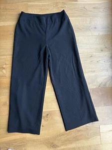 Akris 100% wool black mid rise wide leg ankle women trousers pants size 10UK - Picture 1 of 11