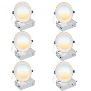 12W LED Recessed Light 5CCT 6 inch Ultra-Thin Dimmable Ceiling Lamp Junction Box - Picture 1 of 27