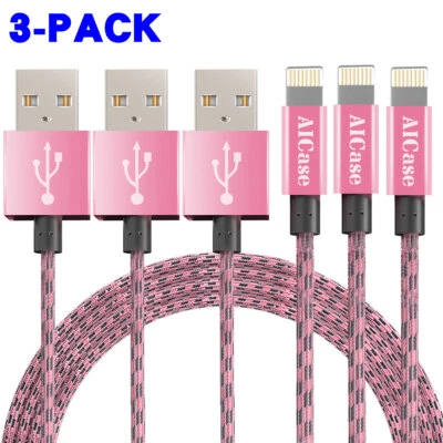 Braided Fast Charger USB Charging Cable for iPhone 14 13 12 11 Pro Max XR 8 7 6s - Image 1 of 4
