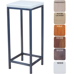 BARSTUHL METALL BUCHENHOLZ HOCKER NEU STAHL MODERN LOFT INDUSTRIE 62CM - Bild 1 von 13