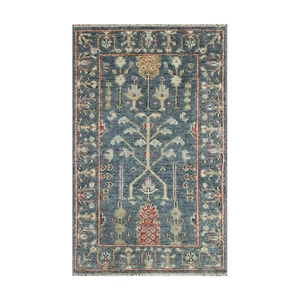 3' 6''x5' 7'' Slate Hand Knotted Traditional Oushak Wool Area Rug - Picture 1 of 9