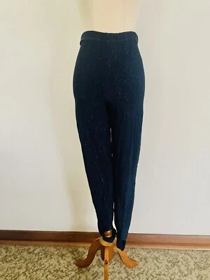 Vintage 90s Womens Navy Blue Glitter Stirrup Leggings Pants High Waisted Size S Foto 1 de 4