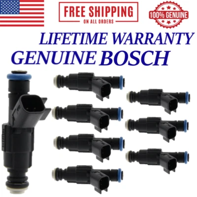 NEW OEM BOSCH 8 Pieces Fuel Injectors For 2000-05 Cadillac Oldsmobile Pontiac V8 - Image 1 of 3