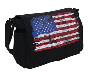 Rothco Distressed Flag Canvas Messenger Bag – Vintage USA Crossbody Tote - Picture 1 of 6